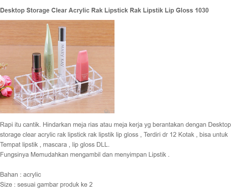 BISA COD - Desktop Storage Clear Acrylic Rak Lipstick Rak Lipstik Lip Gloss 1030 - A675 | Lazada Indonesia