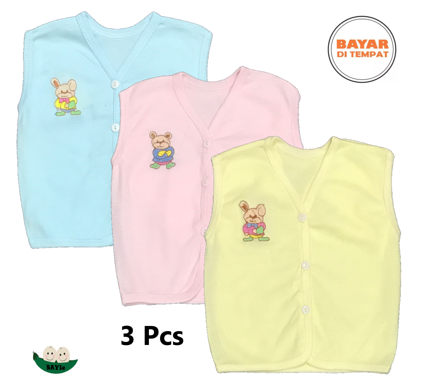 Bayie 3 Pcs Baju Bayi Kutung Buntung Warna Lily Umur 0 3 Bulan Baju