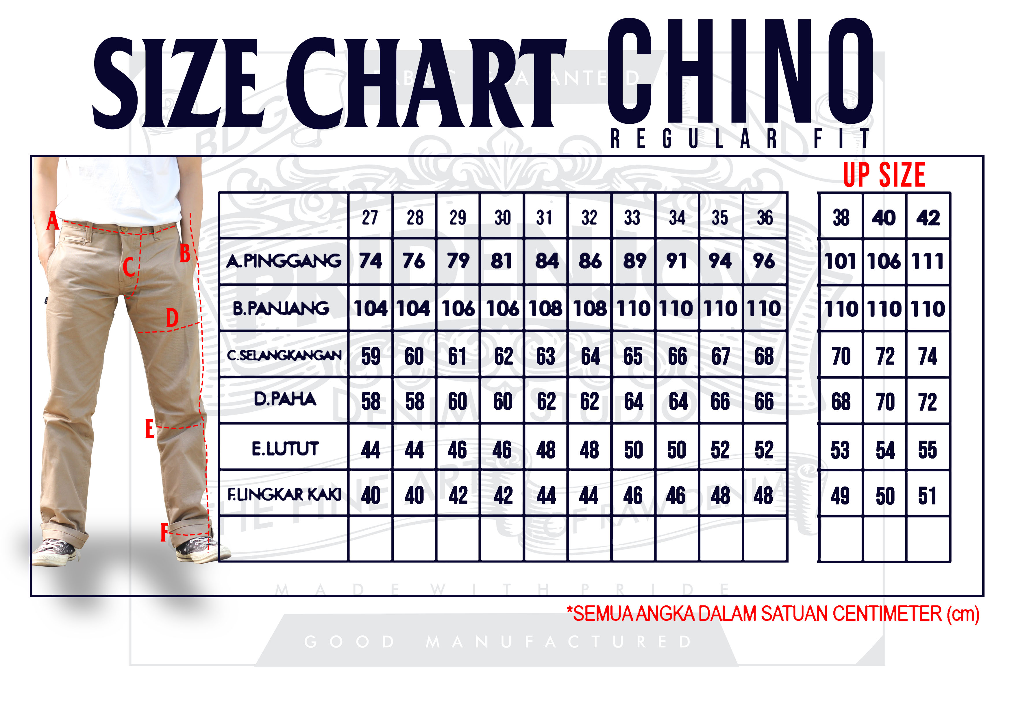 chino size chart
