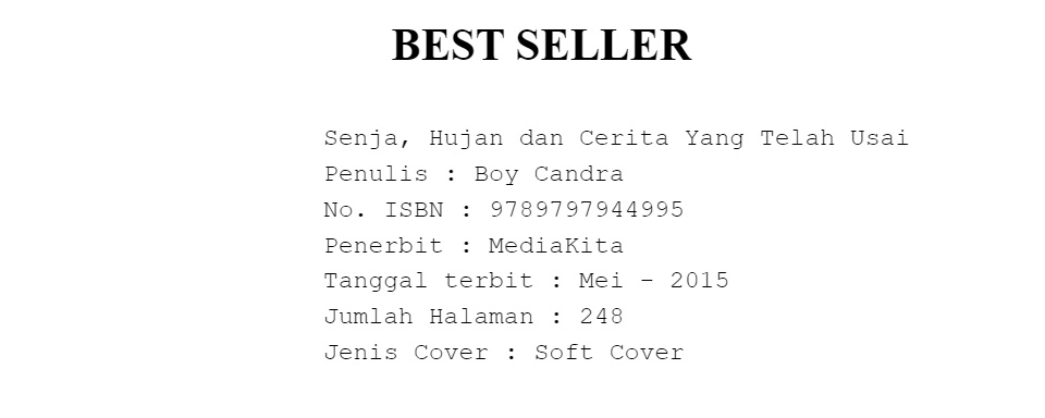 Novel Boy Candra Senja Hujan Dan Cerita Yang Telah Usai