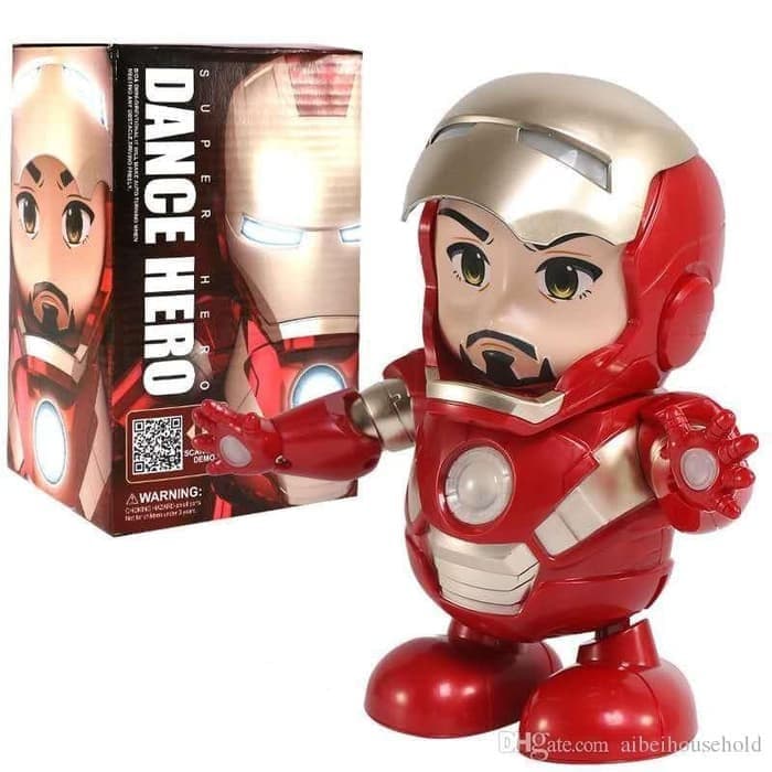  Mainan  Robot  Dance Hero Iron  Man  Dancing Light And Music 