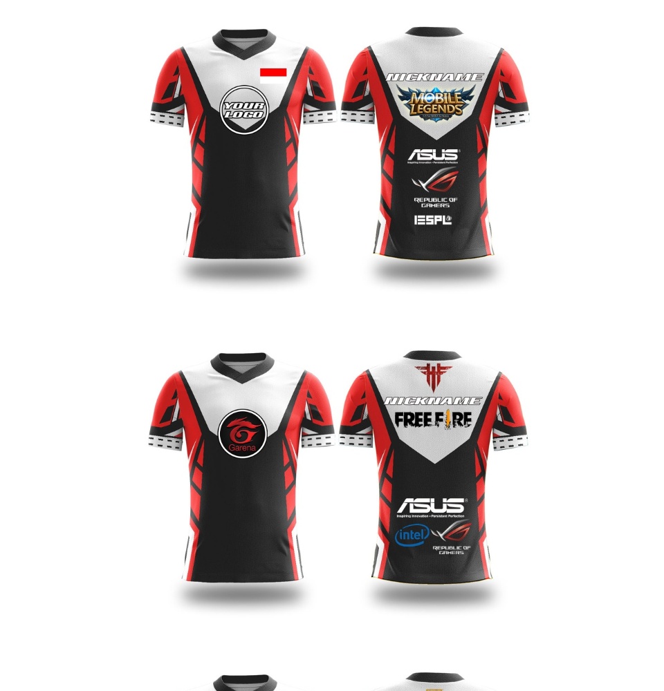 Kaos Baju Jersey Gaming Esport Mobile Legend ML Free Fire FF PUBG
