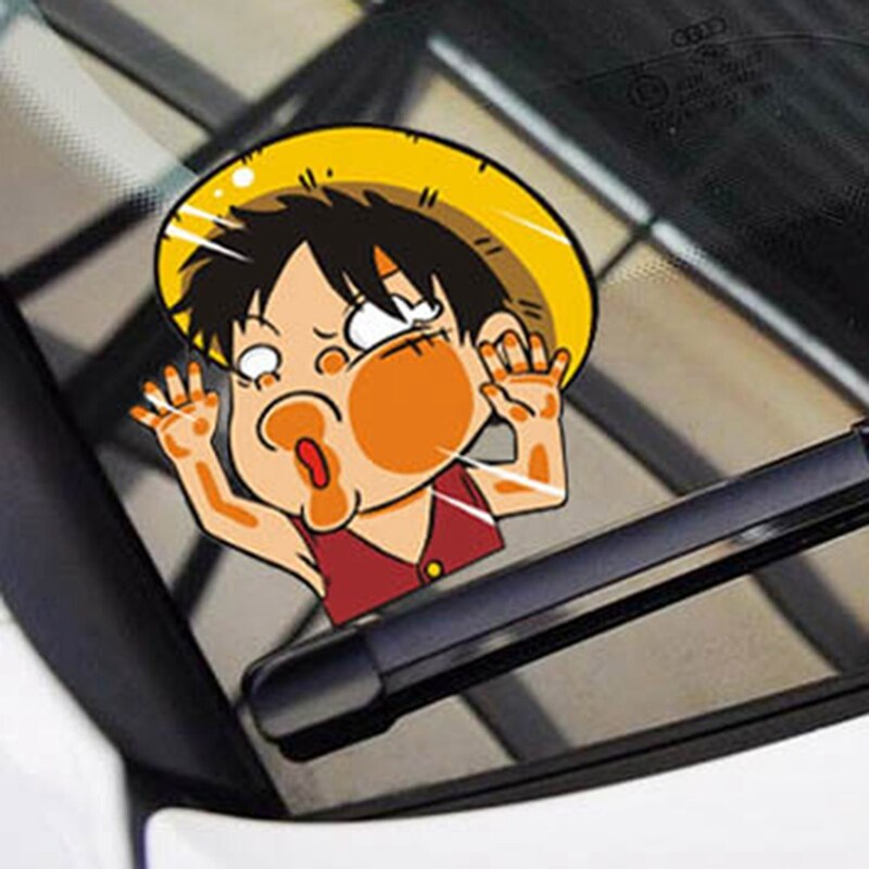 Aksesoris Mobil Stiker One Piece Luffy Tabrak Kaca Lucu Car Hit