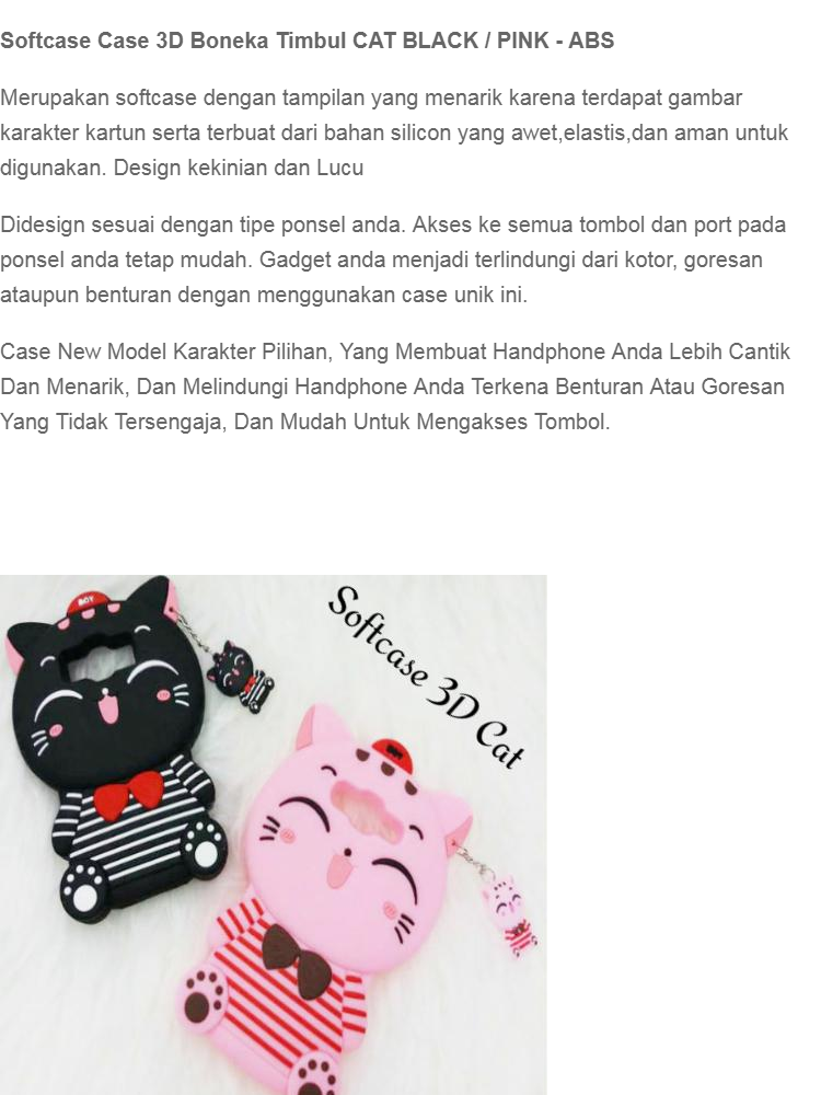 Softcase 3D Case For Samsung Galaxy J1 MINI Boneka Timbul 4D Karakter CAT BLACK / PINK