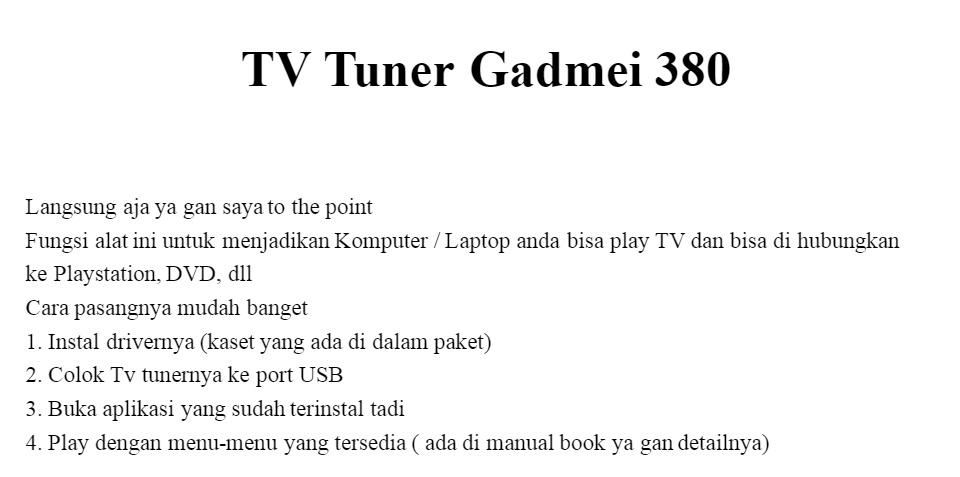 Langkah-langkah menginstall driver gadmei 380 mudah. 1