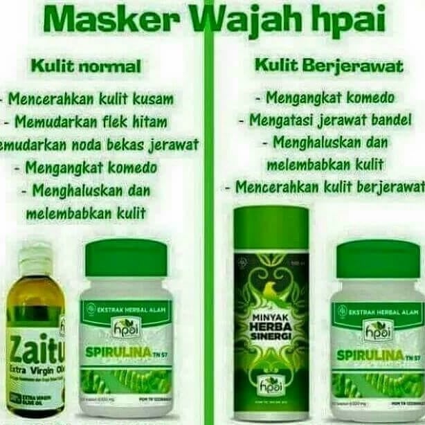 Paket Spirulina Minyak Zaitun Minyak Herba Sinergi Masker Wajah Hpai Lazada Indonesia