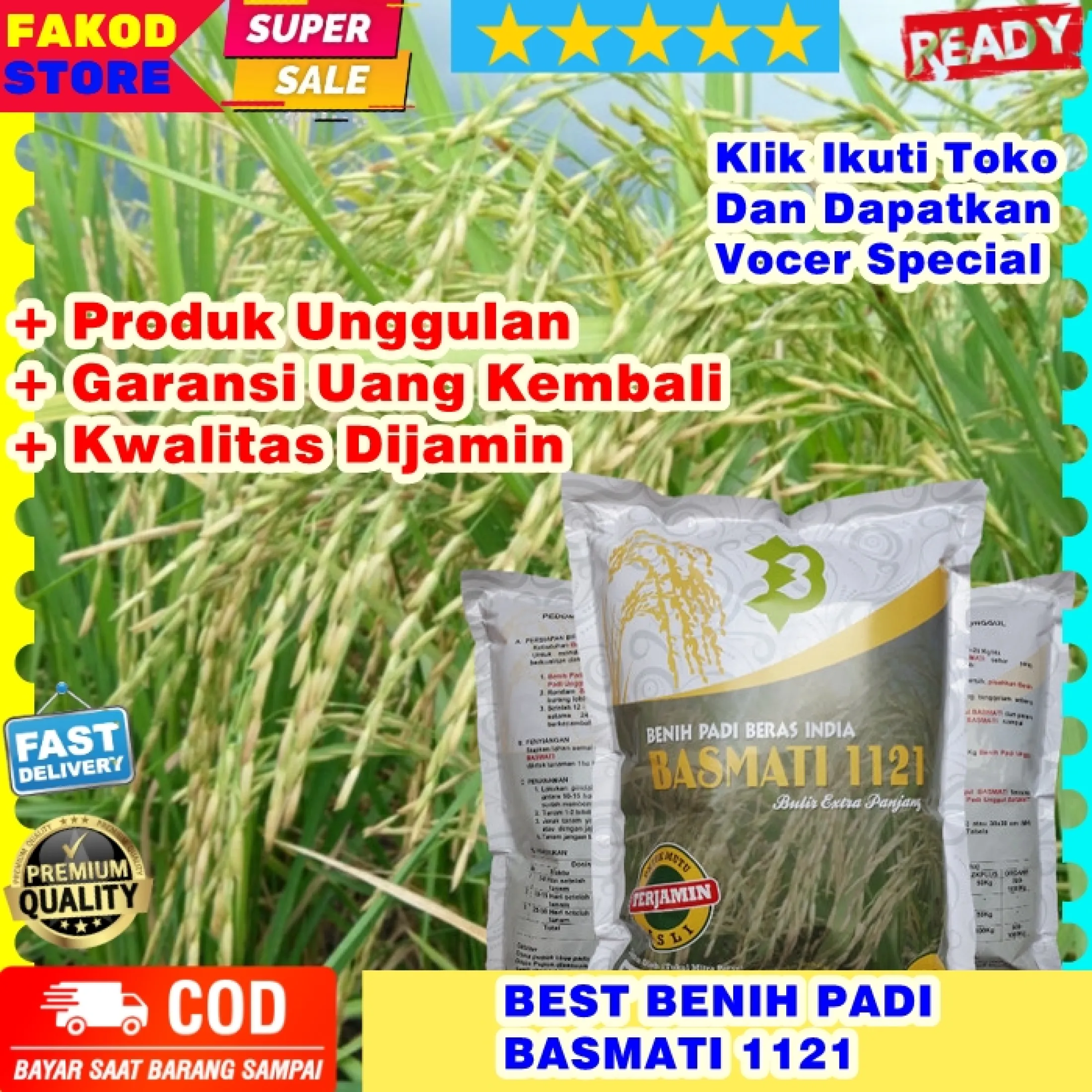 Bisa Bayar Di Tempat Benih Bibit Padi Basmati Bibit Padi Basmati 1 Kg Pulen Lazada Indonesia