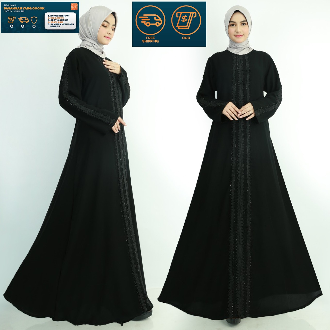 Gamis Abaya Jet Black / Gamis Turky Hitam / Gamis Arab Hitam 11