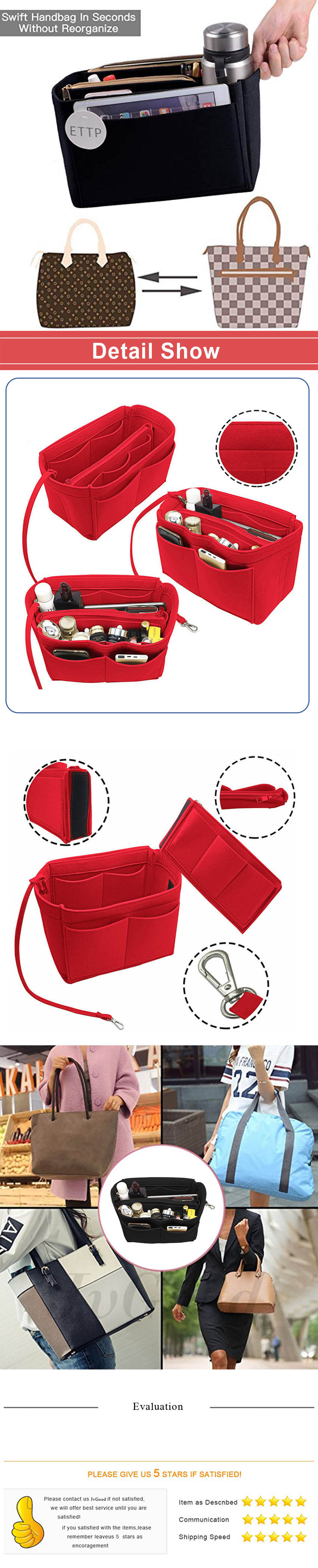 Handbag Organiser 2in1 Bag Tote Insert with Waterproof Pocket 