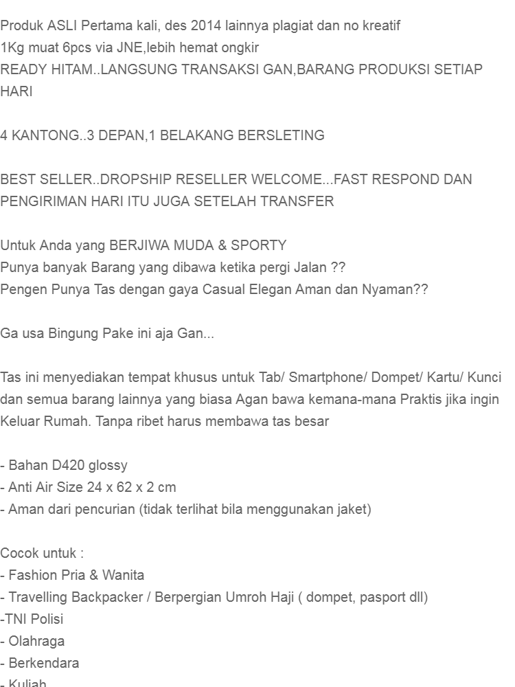 Tas Gadget Shoulder Bag Pundak Bahu Ala Fbi Anti Copet Air Multifungsi