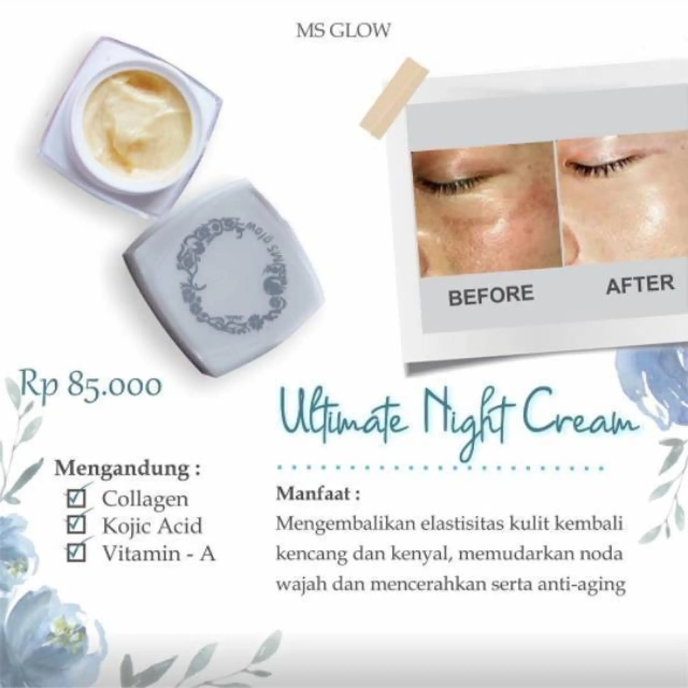 Night Cream Ultimate Krim Malam Ultimate Ms Glow Paket Ultimate Ms Glow Pemutih Glowing Menghilangkan Kerutan Keriput Dan Penuaan Dini Ms Glow Cream Malam Ultimate Asli