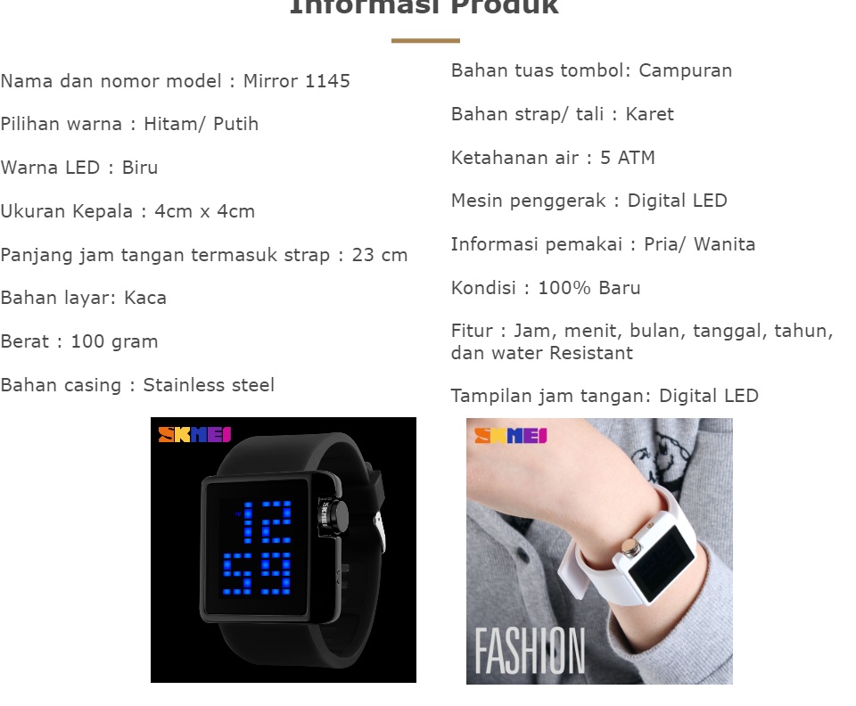 Skmei 1145 ✓ COD] Jam Tangan Pria SKMEI 1145 Mirror Digital