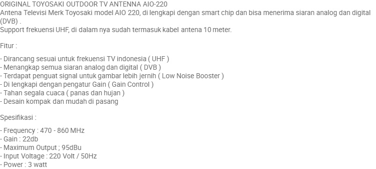 Jual Antena Tv Digital Indoor Outdoor Mirip Toyosaki Aio 220 Intra Int 118 Kota Bandar Lampung Grosir Listrik Online Tokopedia