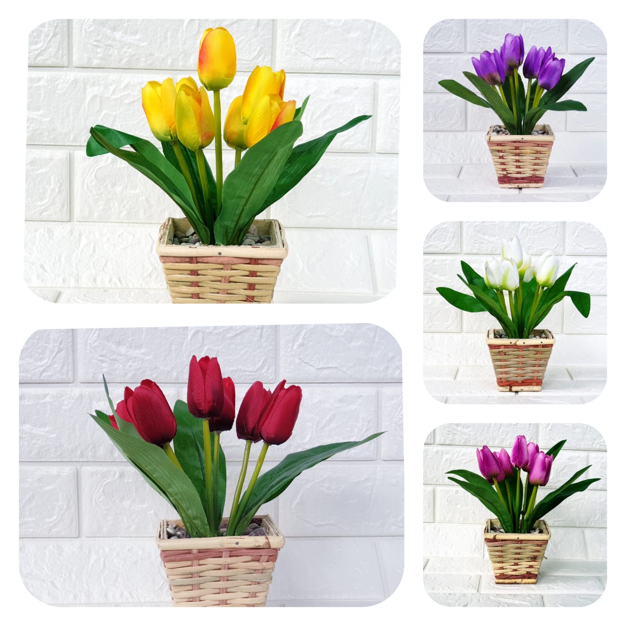 Syamtama Bunga Tulip Bunga Pajangan Bunga Hias Plastik
