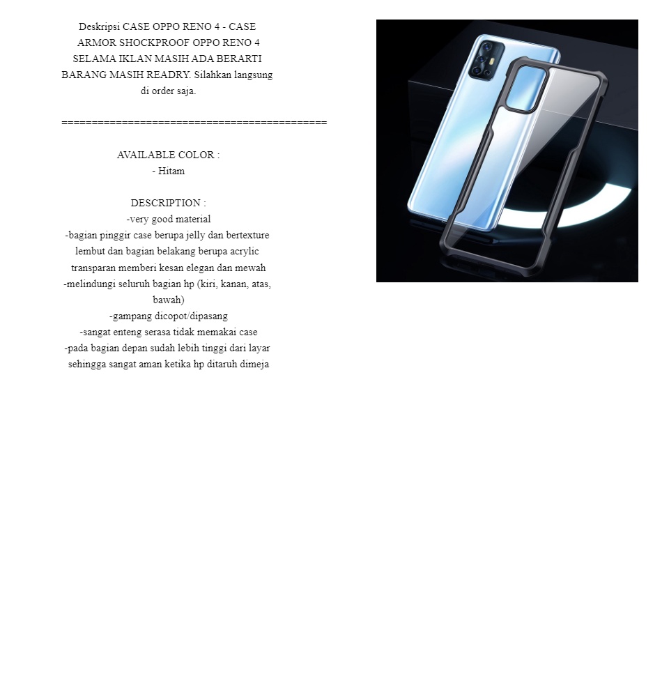 CASE OPPO RENO CASE ARMOR SHOCKPROOF OPPO RENO BC Case